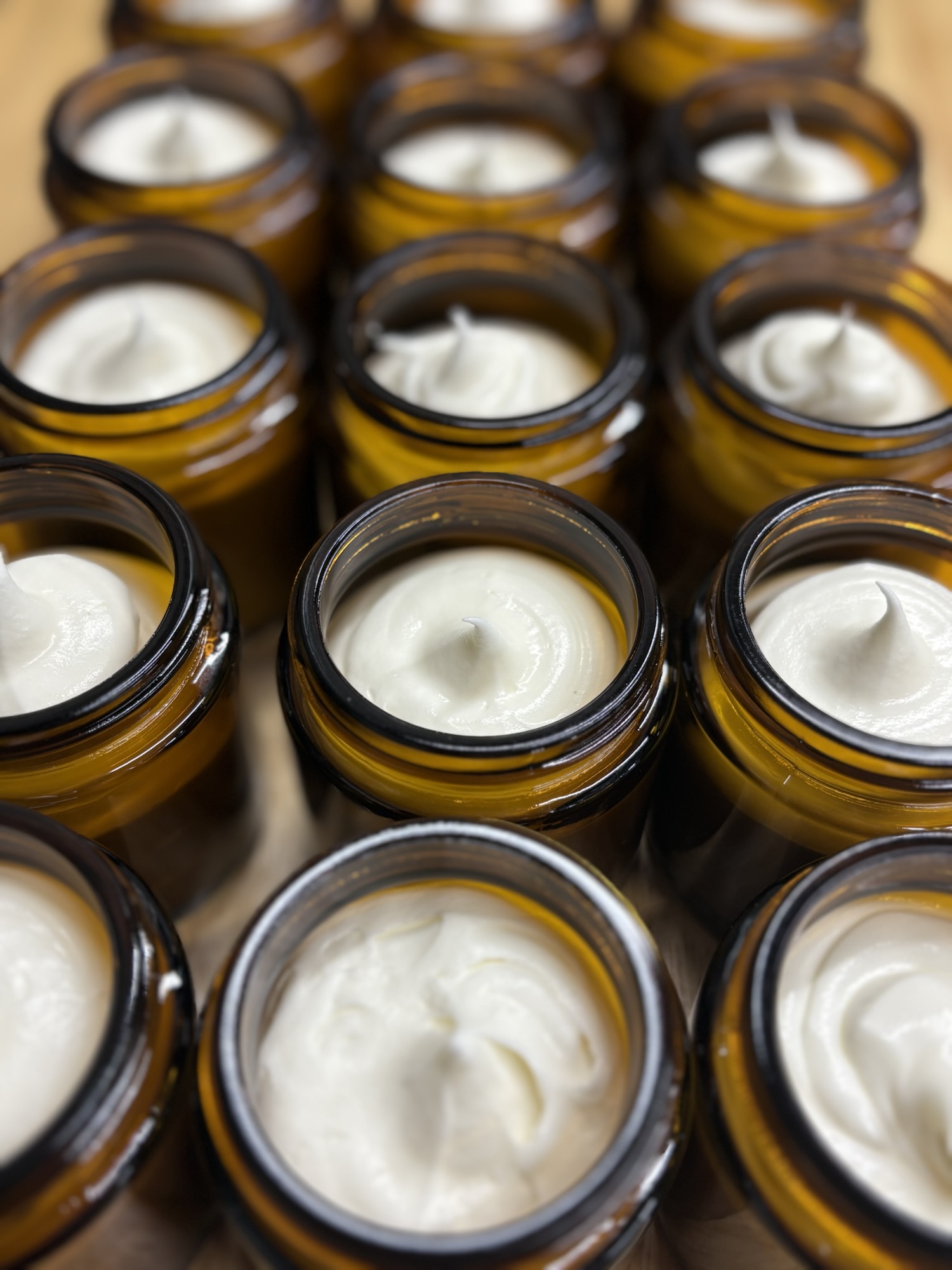 renew night cream in amber glass jars creamy whipped tallow with nourishing properties